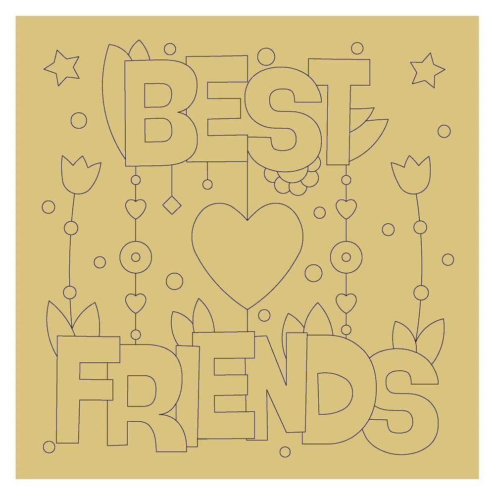 Design By Line Rectangle MDF Cutout Best Friends - Unfinished For DIY