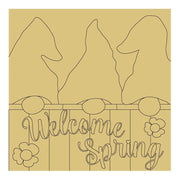 Design By Line Rectangular Gnomes Sign MDF Cutout Welcome Spring Fence - Unfinished For DIY