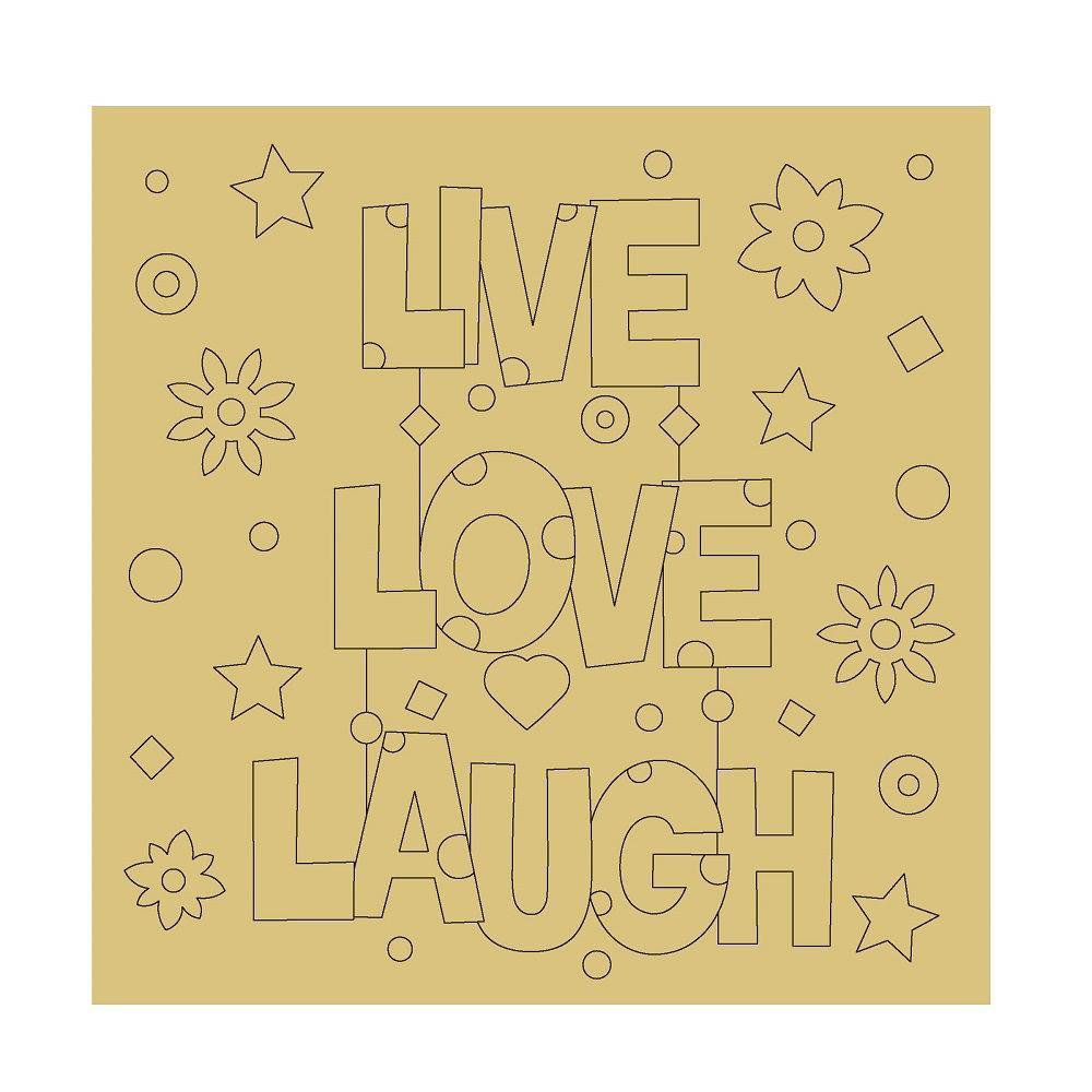 Design By Line Square MDF Cutout Live Love Laugh - Unfinished For DIY