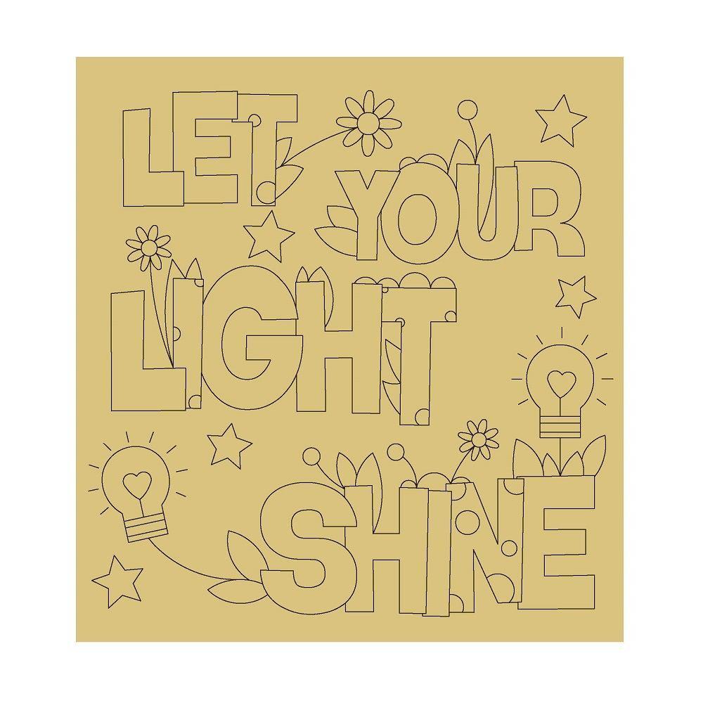 Design By Line Square MDF Cutout Let Your Light Shine - Unfinished For DIY