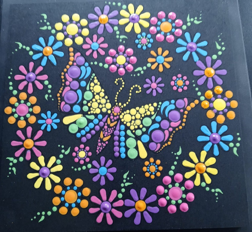Design By Line Square MDF Cutout Butterfly Floral Mandala - Unfinished For DIY