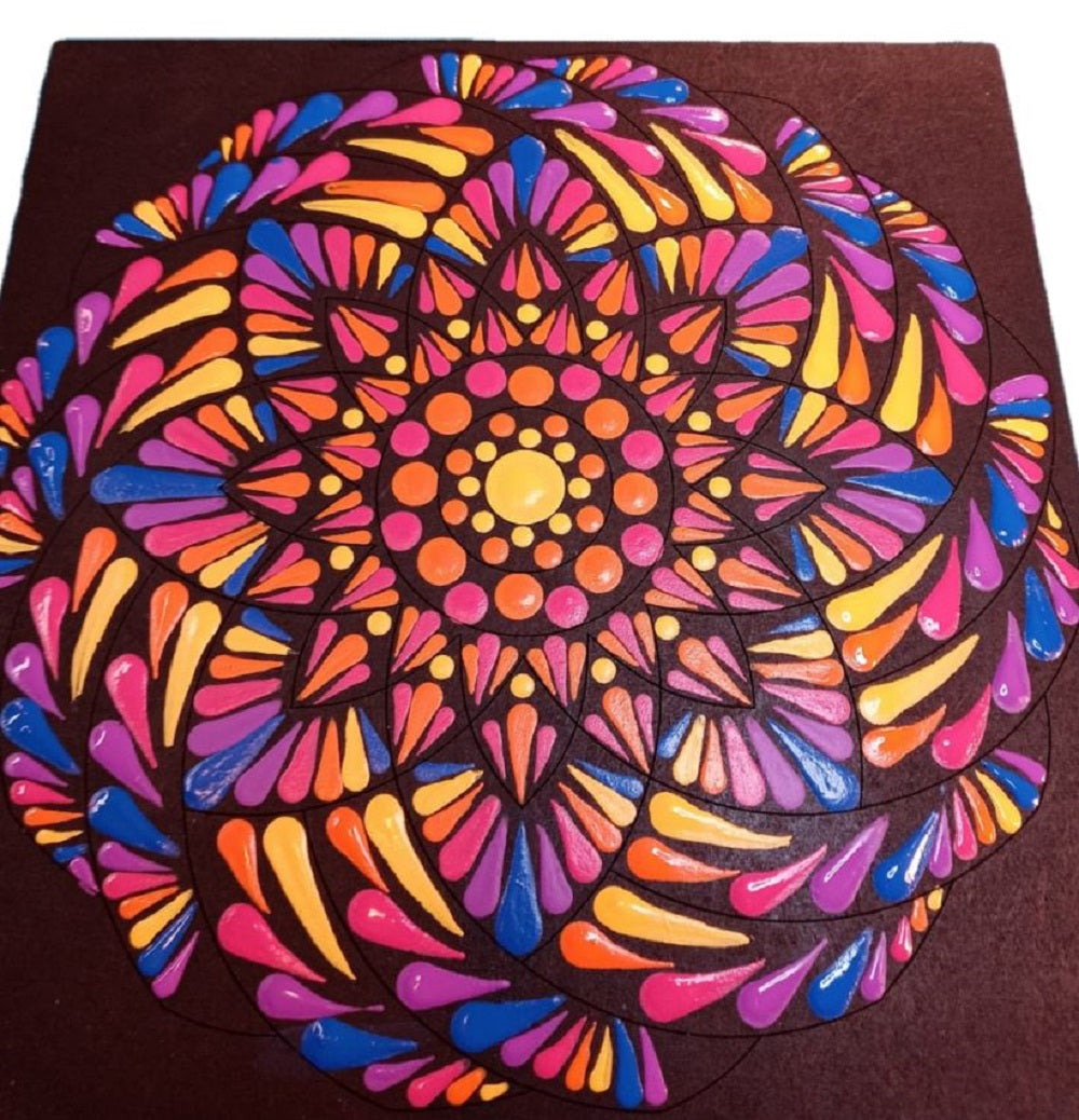 Design By Line Round MDF Cutout Mandala Swirl - Unfinished For DIY