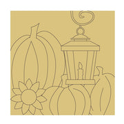 Design By Line Square MDF Cutout Autumn Pumpkin Lantern And Sunflower Scene - Unfinished For DIY