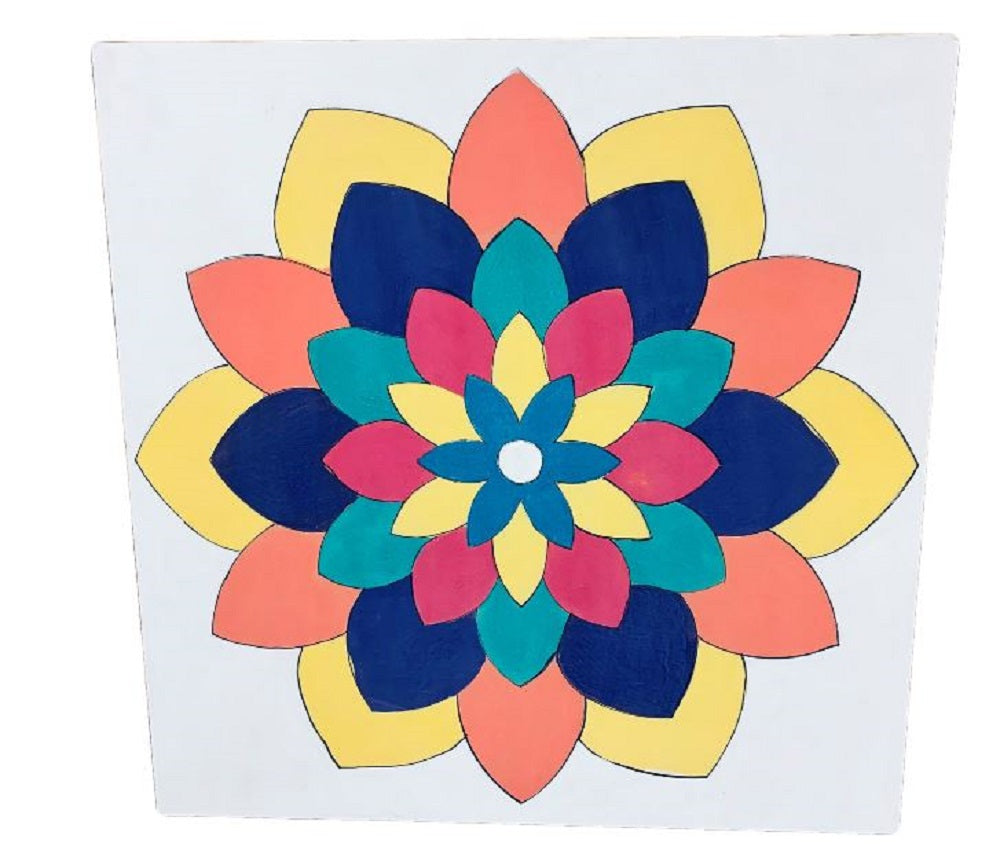 Design By Line Square MDF Cutout Floral Mandala - Unfinished For DIY