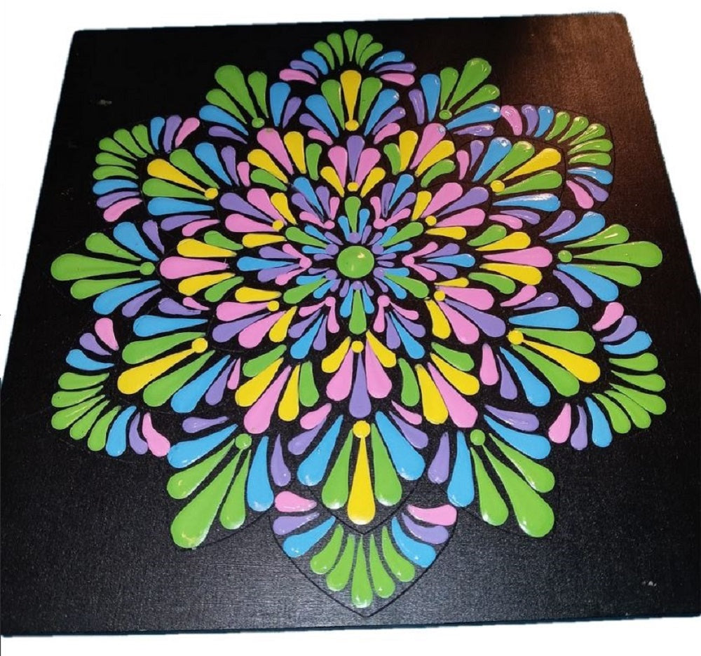 Design By Line Square MDF Cutout Floral Mandala - Unfinished For DIY