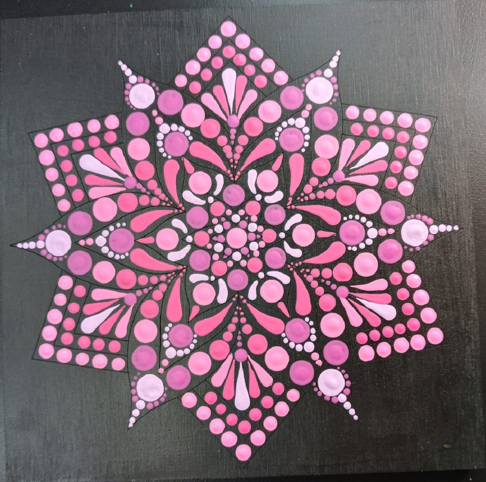 Design By Line Square MDF Cutout Flower Mandala - Unfinished For DIY