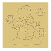 Design By Line Square MDF Cutout Snowman With Top Hat And Scarf - Unfinished For DIY