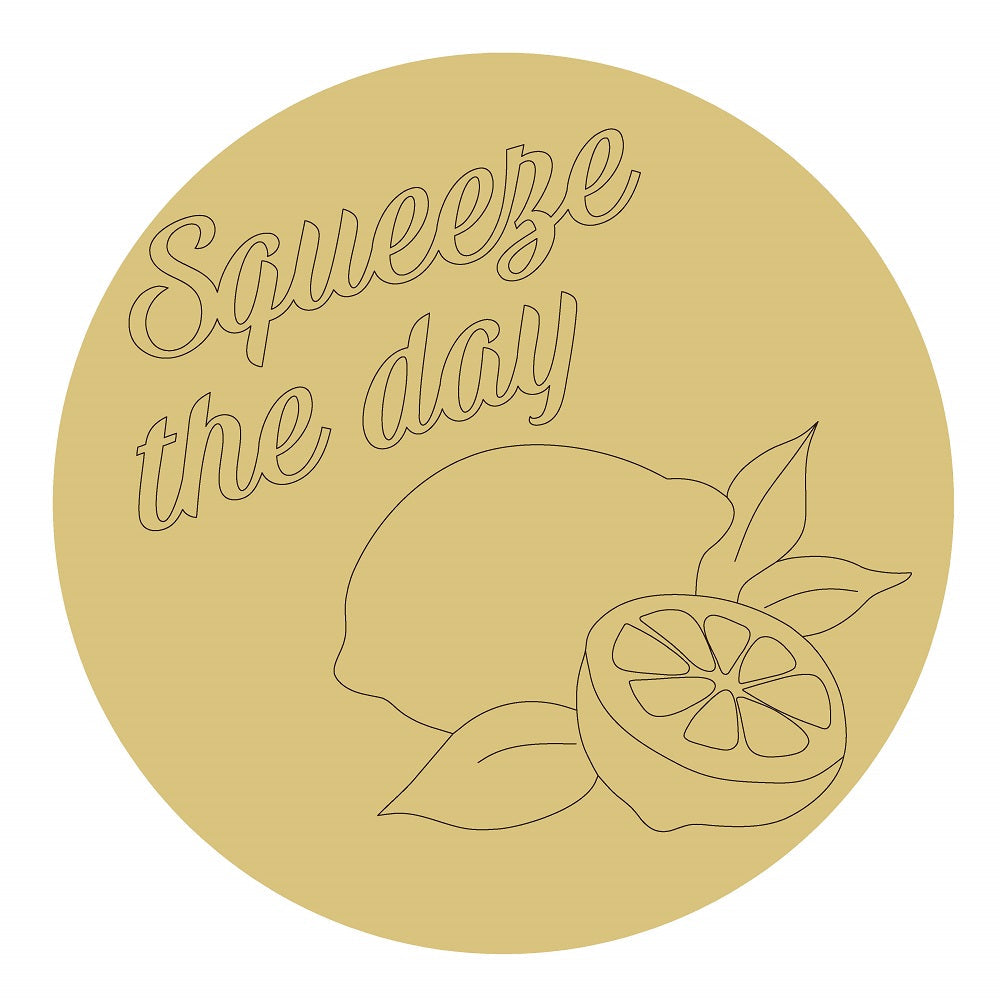Design By Line Round MDF Cutout Squeeze The Day Lemon Slice And Leaves - Unfinished For DIY