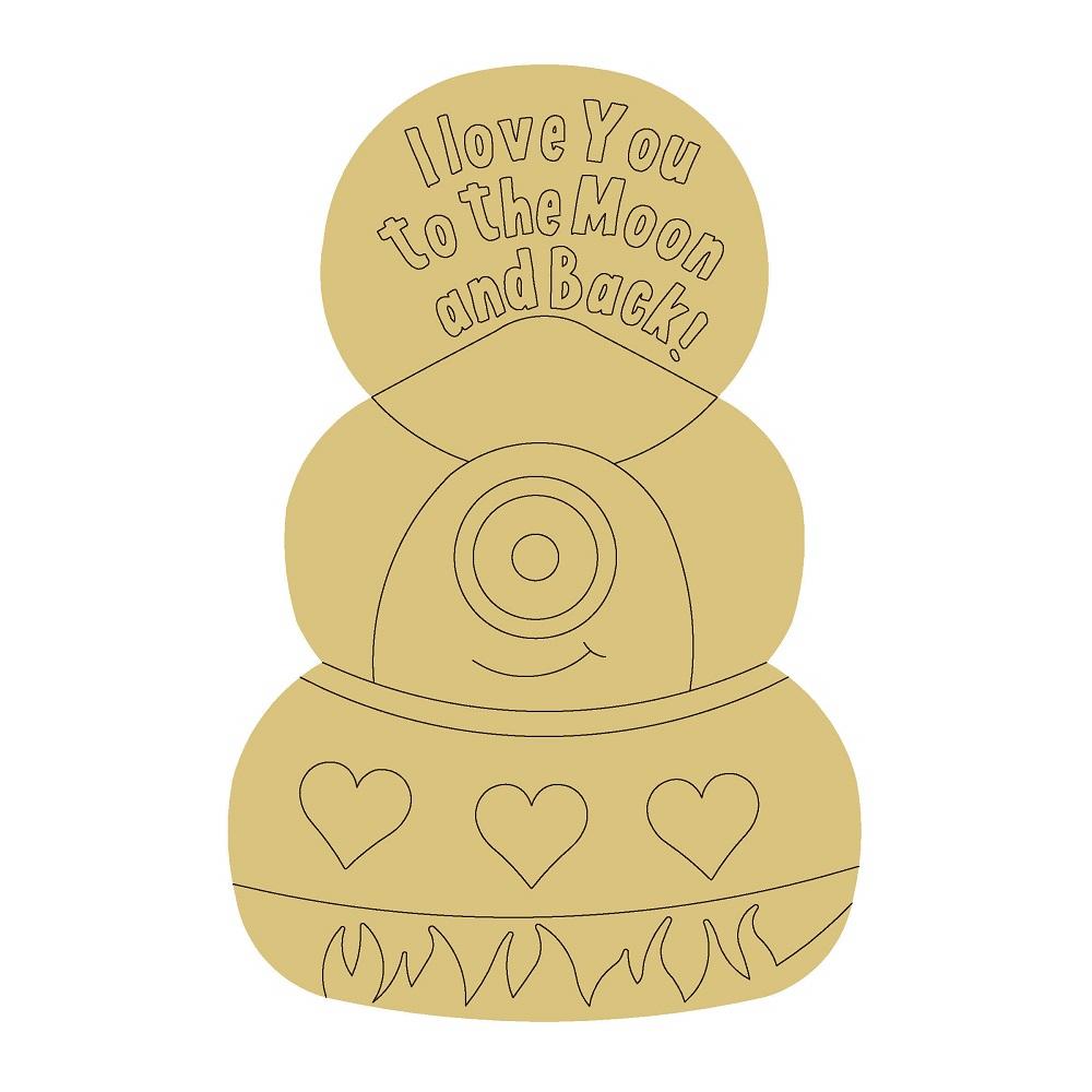 Design By Line Alien MDF Cutout I Love You To The Moon And Back - Unfinished For DIY