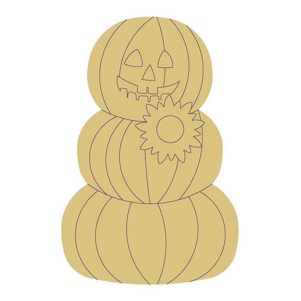 Design By Line Stacked Pumpkin MDF Cutout With Sunflower - Unfinished For DIY