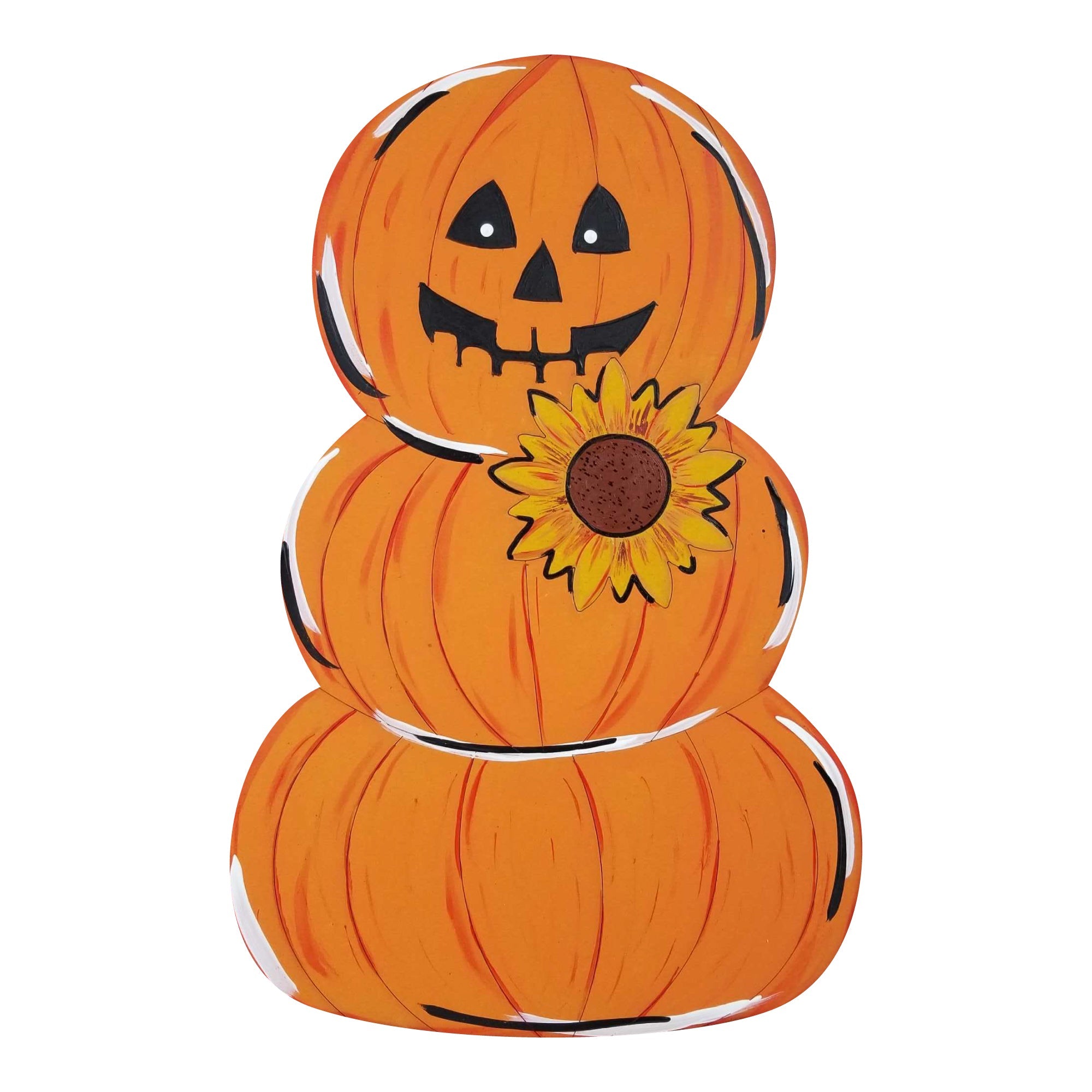 Design By Line Stacked Pumpkin MDF Cutout With Sunflower - Unfinished For DIY