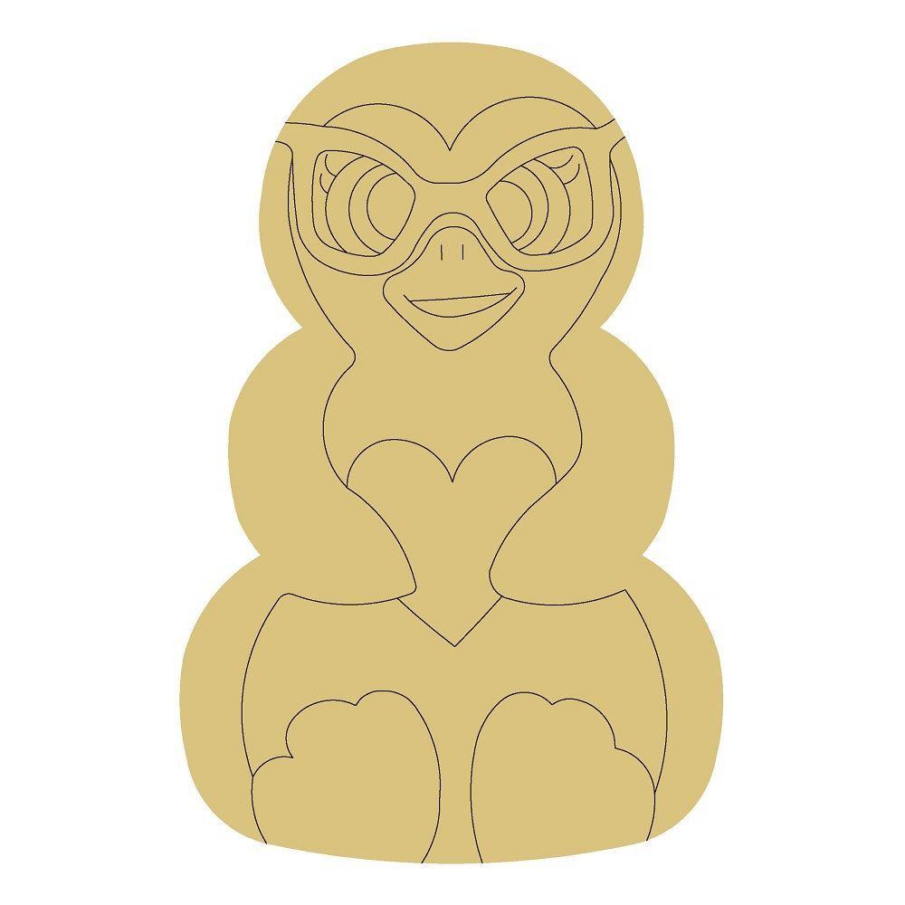 Design By Line Stacked Pumpkin MDF Cutout Penguin Holding A Heart  Laser-Etched Lines - Unfinished For DIY