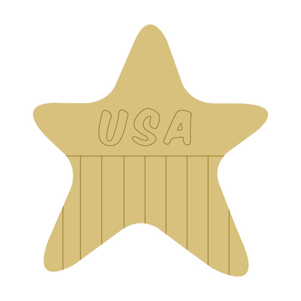 Design By Line Star MDF Cutout USA Stripes - Unfinished For DIY