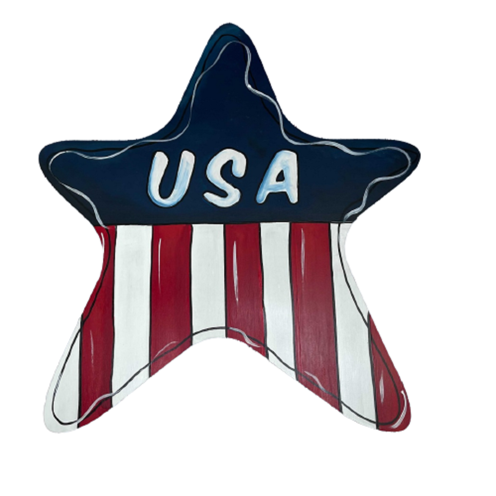 Design By Line Star MDF Cutout USA Stripes - Unfinished For DIY