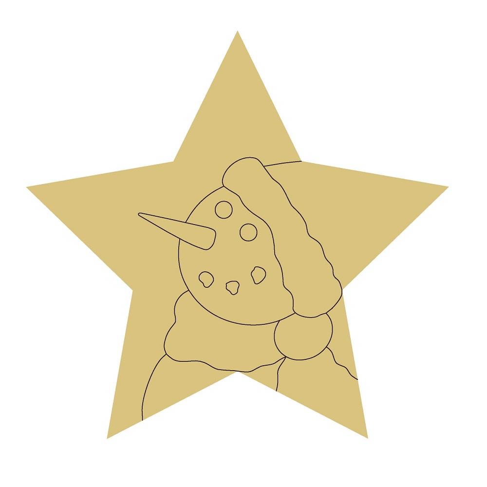 Design By Line Star MDF Cutout Snowman Inside Star - Unfinished For DIY