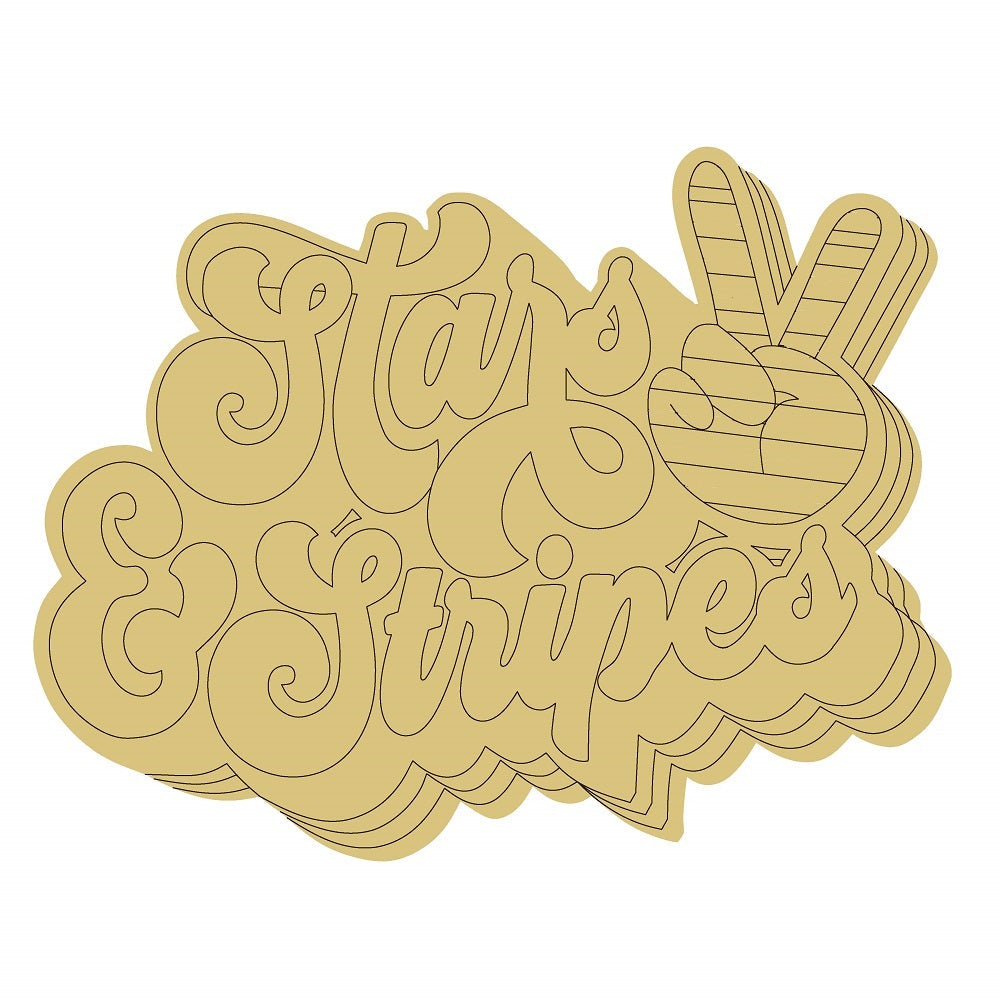 Design By Line Word Art MDF Cutout Stars And Stripes Peace Sign - Unfinished For DIY