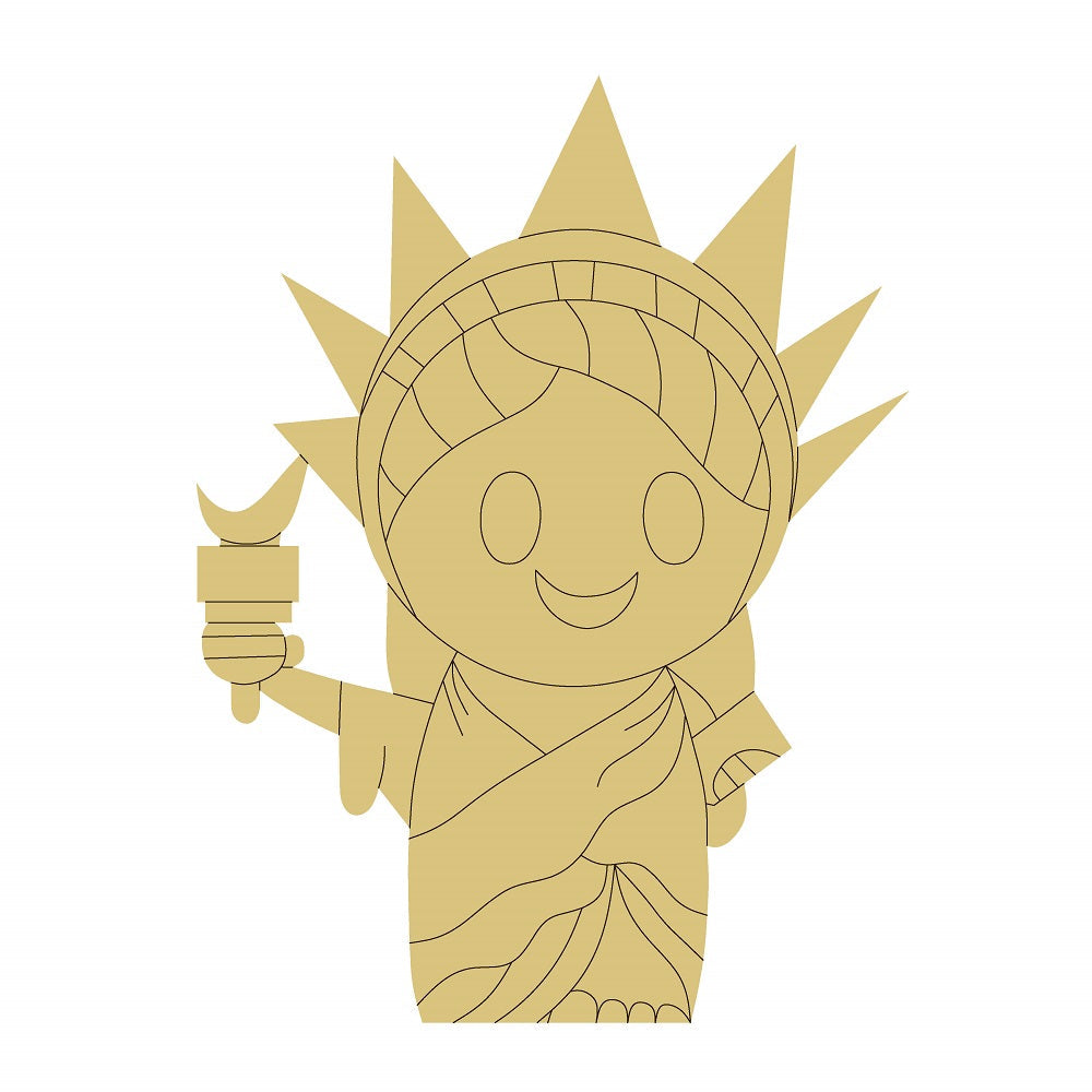 Design By Line Statue MDF Cutout Statue Of Liberty - Unfinished For DIY