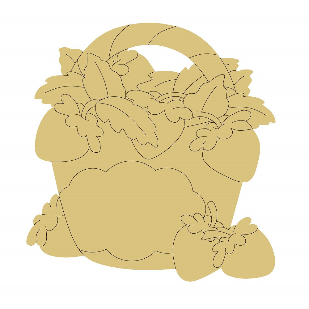 Design By Line Basket MDF Cutout With Strawberries- Unfinished For DIY