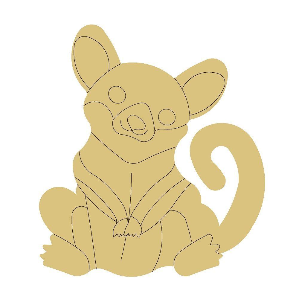 Design By Line Sitting Sugar Glider MDF Cutout Sugar Glider Silhouette - Unfinished For DIY