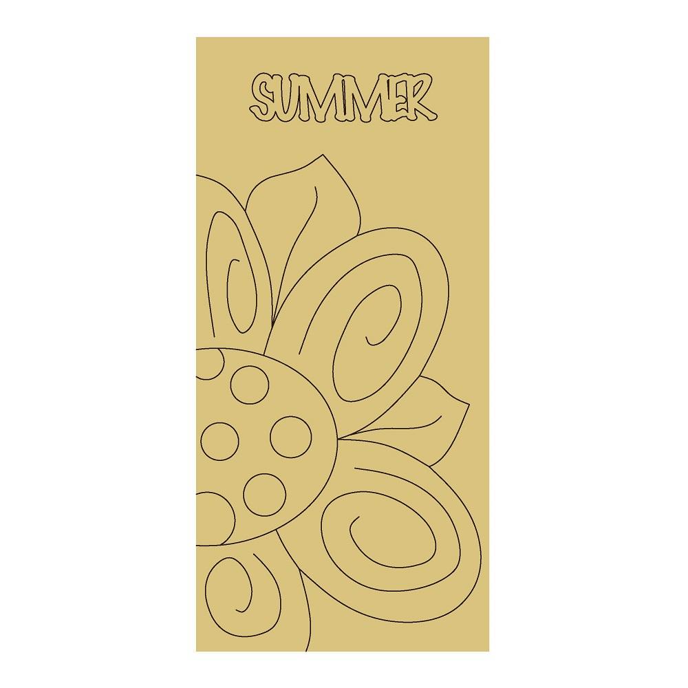 Design By Line Rectangle MDF Cutout Summer Floral Outline - Unfinished For DIY
