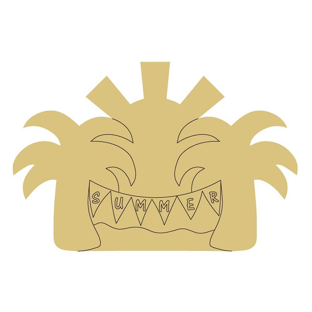 Design By Line Palm Tree Scene MDF Cutout Summer Banner - Unfinished For DIY