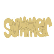 Design By Line WordSummer MDF Cutout With Sunglasses and Umbrella - Unfinished For DIY