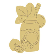 Design By Line Jar MDF Cutout Summer Drink With Lemon Slices - Unfinished For DIY