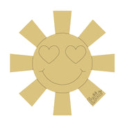 Design By Line Sunburst MDF Cutout Heart Shaped Eyes With Hello - Unfinished For DIY