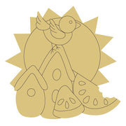 Design By Line Bird MDF Cutout Sun BirdHouse With Watermellon - Unfinished For DIY