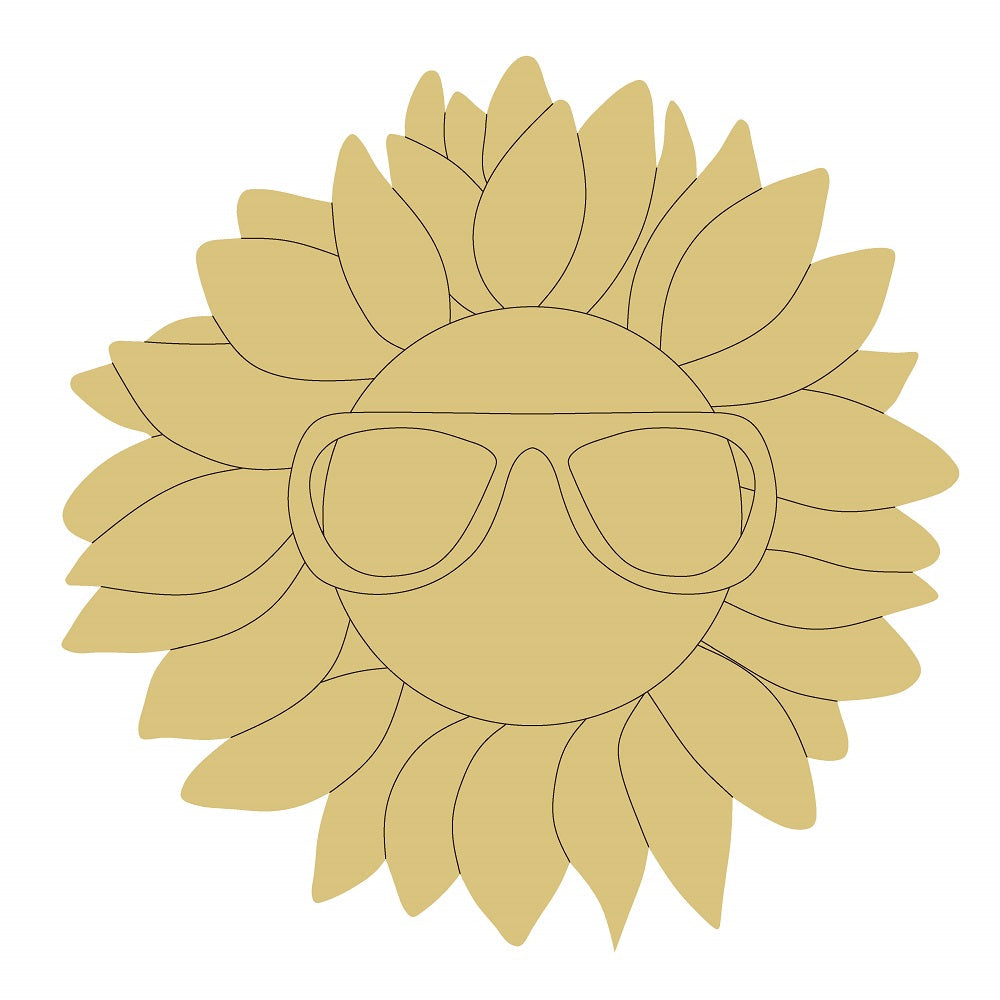Design By Line Sunflower MDF Cutout Sunflower With Sunglasses - Unfinished For DIY
