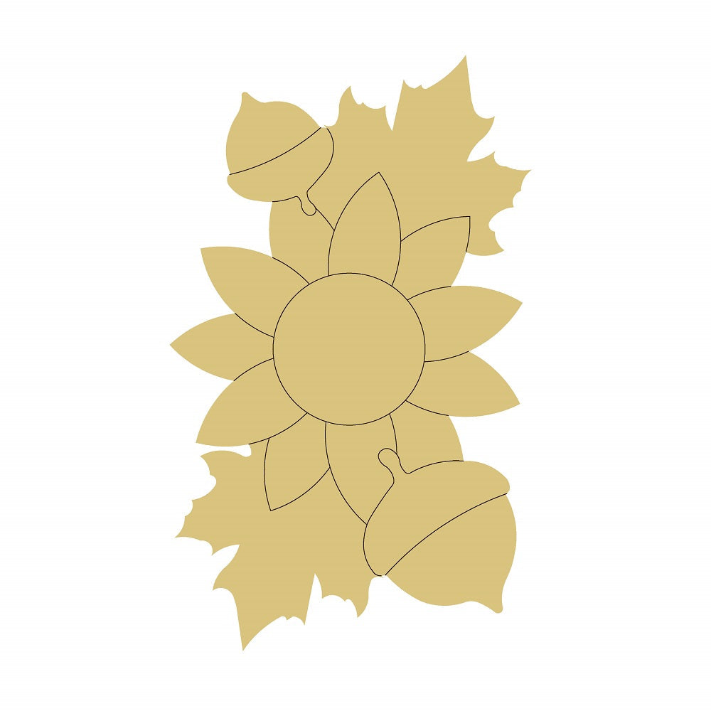 Design By Line Sunflower MDF Cutout Sunflower With Leaves And Petals Silhouette - Unfinished For DIY