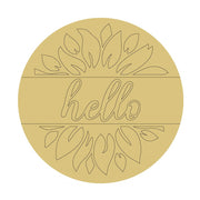 Design By Line Round MDF Cutout Hello Sunflower - Unfinished For DIY