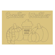 Design By Line Rectangle MDF Cutout Sweater Weather With Pumpkins,A scarf and  Pumpkin Spice Latte - Unfinished For DIY