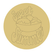 Design By Line Round MDF Cutout Sweet Summer Ice Cream Sundae - Unfinished For DIY