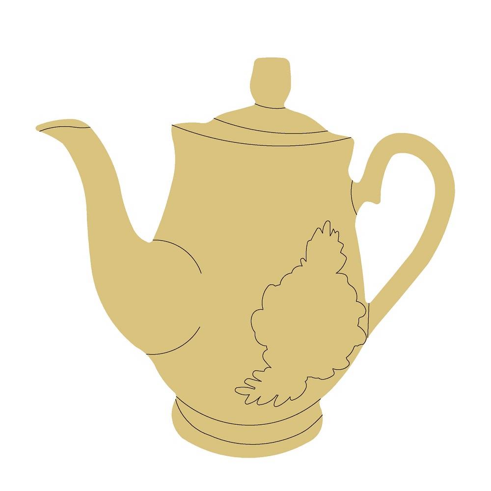 Design By Line Teapot MDF Cutout Leaf Motif - Unfinished For DIY