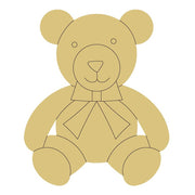 Design By Line Teddy Bear MDF Cutout Geometric Diamond Chest Bow Tie - Unfinished For DIY