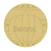 Design By Line Round MDF Cutout Thankful Pumpkin - Unfinished For DIY