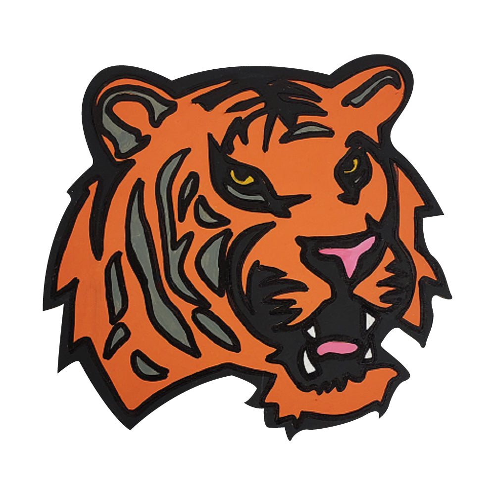 Design By Line Tiger MDF Cutout Head Line Art - Unfinished For DIY