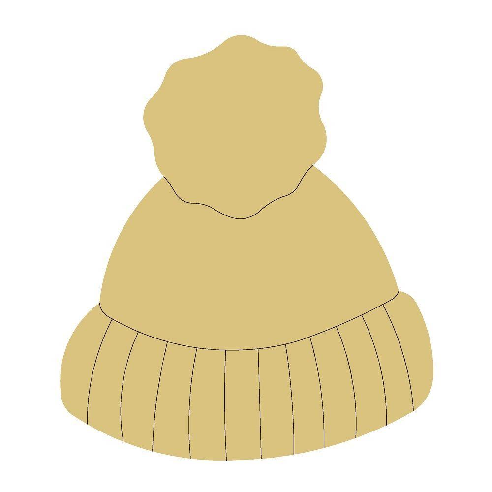 Design By Line Toboggan MDF Cutout Winter Hat Silhouette - Unfinished For DIY