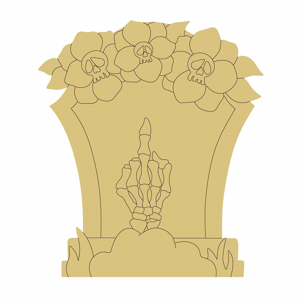 Tombstone Design By Line Unfinished Wood Cutout Style 3