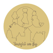 Design By Line Round MDF Cutout Tonight We Fly Witch Silhouette - Unfinished For DIY