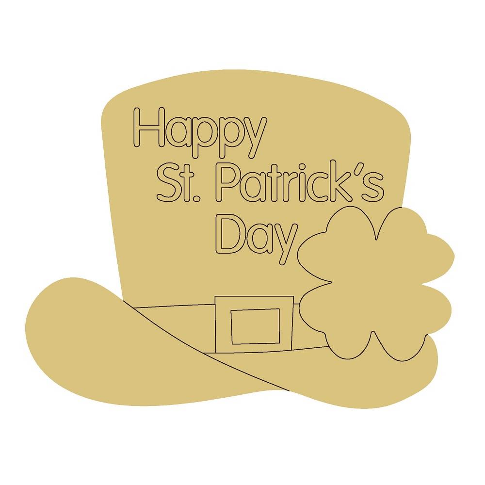 Design By Line Top Hat MDF Cutout Happy St. Patrick's Day - Unfinished For DIY