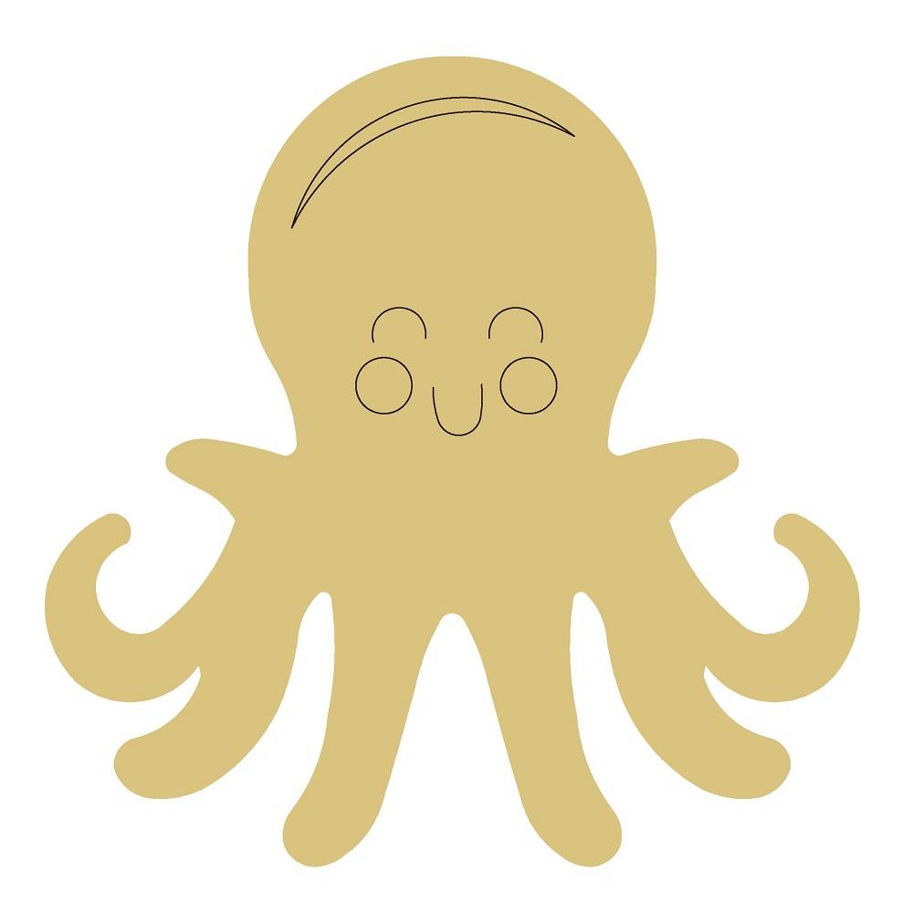 Design By Line Octopus MDF Cutout Silhouette - Unfinished For DIY