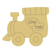 Design By Line Train MDF Cutout Love Train Word Art - Unfinished For DIY