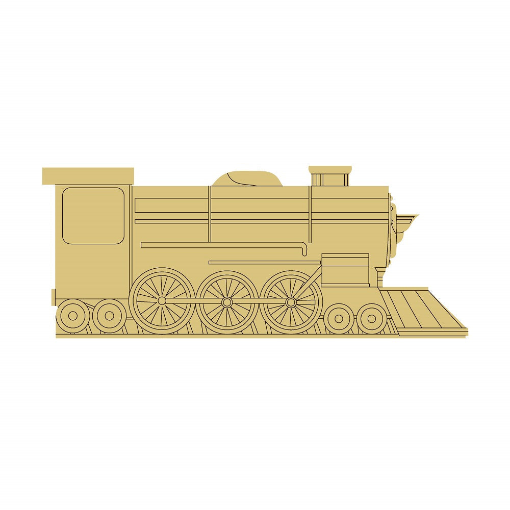 Design By Line Locomotive MDF Cutout Steam Engine Train Silhouette - Unfinished For DIY