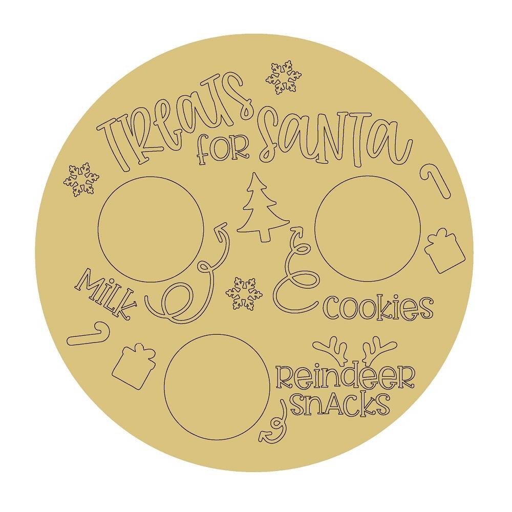 Design By Line Round MDF Cutout Treats For Santa Milk Cookies Reindeer Snacks - Unfinished For DIY