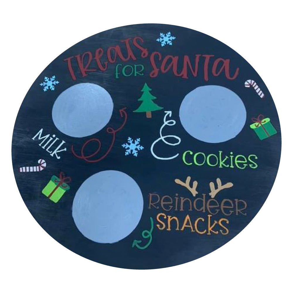 Design By Line Round MDF Cutout Treats For Santa Milk Cookies Reindeer Snacks - Unfinished For DIY