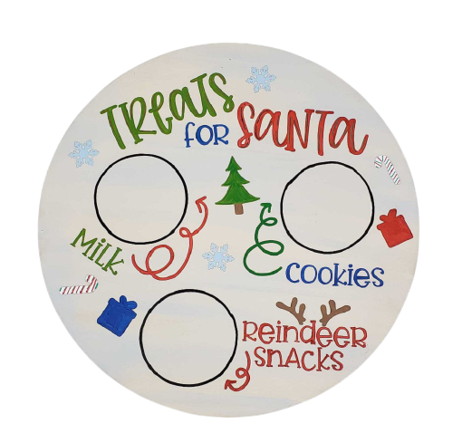 Design By Line Round MDF Cutout Treats For Santa Milk Cookies Reindeer Snacks - Unfinished For DIY