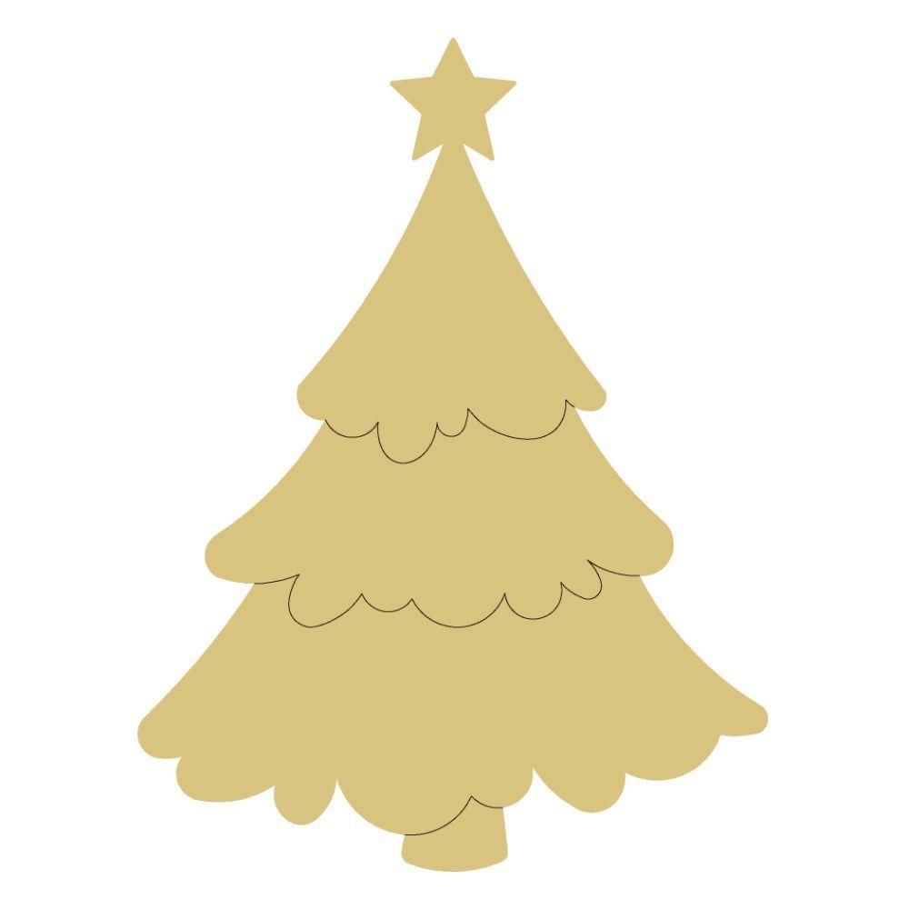 Design By Line Tree MDF Cutout With Star - Unfinished For DIY