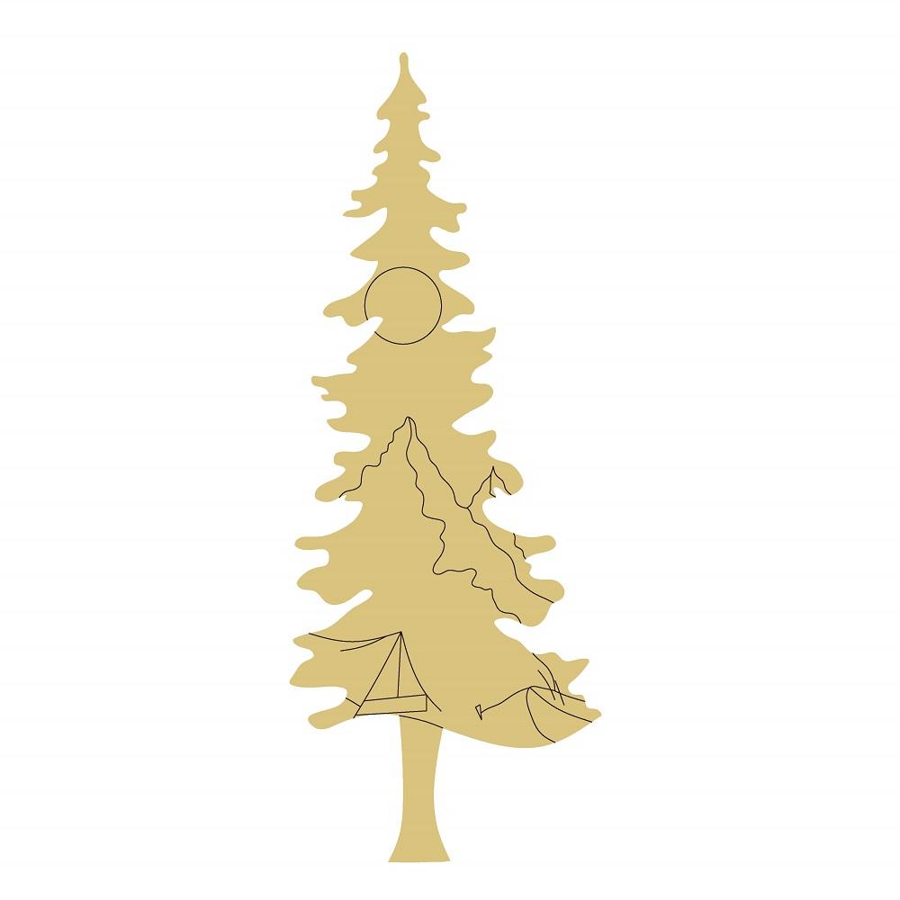 Design By Line Tree MDF Cutout Camping Scene With Tent And Mountains ...